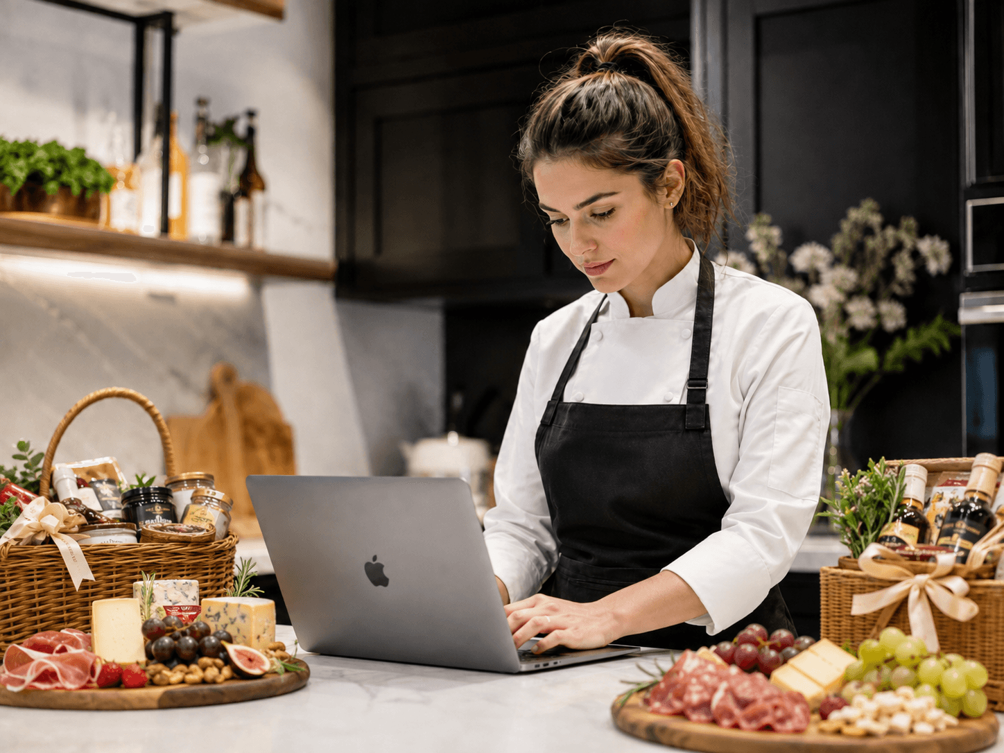 Cesteira organizando pedidos e produção com a Flua